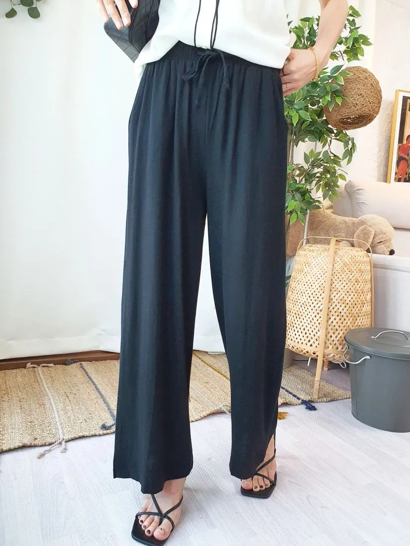 Linen Wide Banding Pants