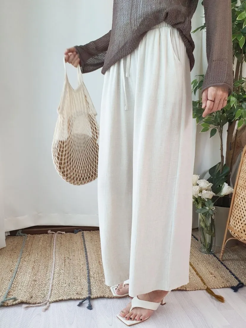 Linen Wide Banding Pants