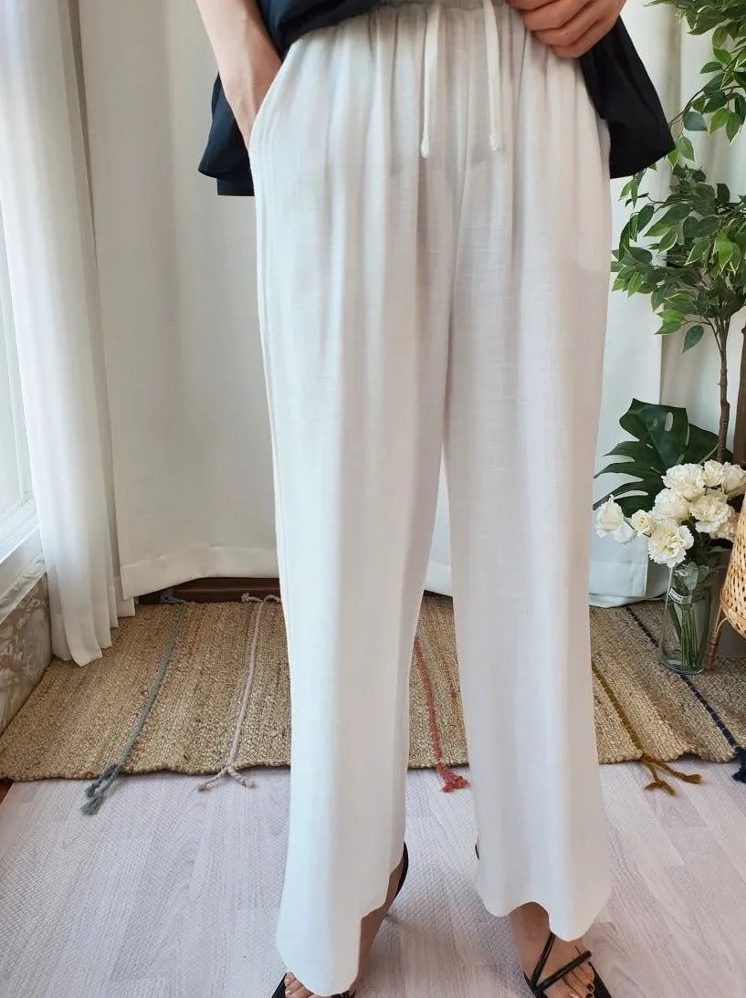 Linen Wide Banding Pants