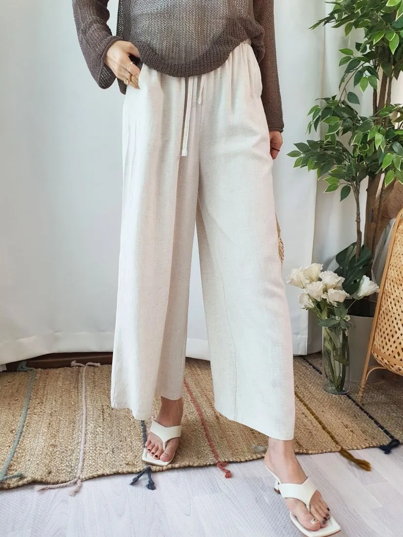 Linen Wide Banding Pants