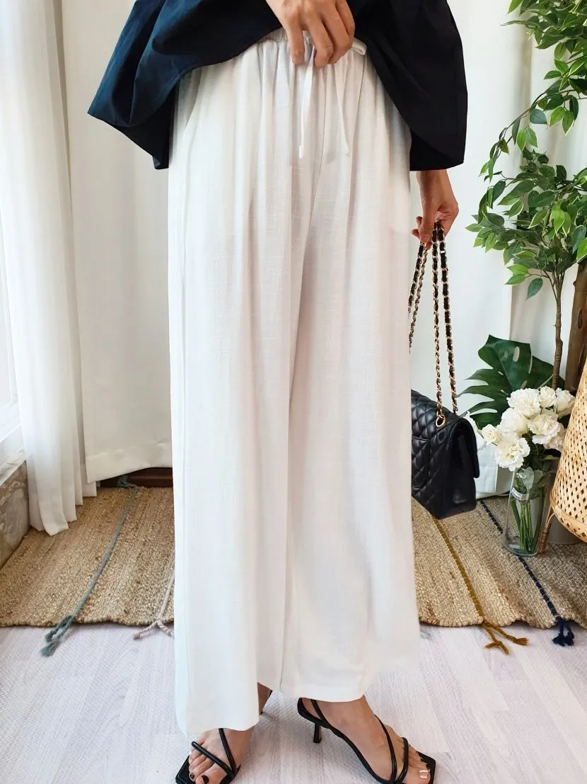 Linen Wide Banding Pants