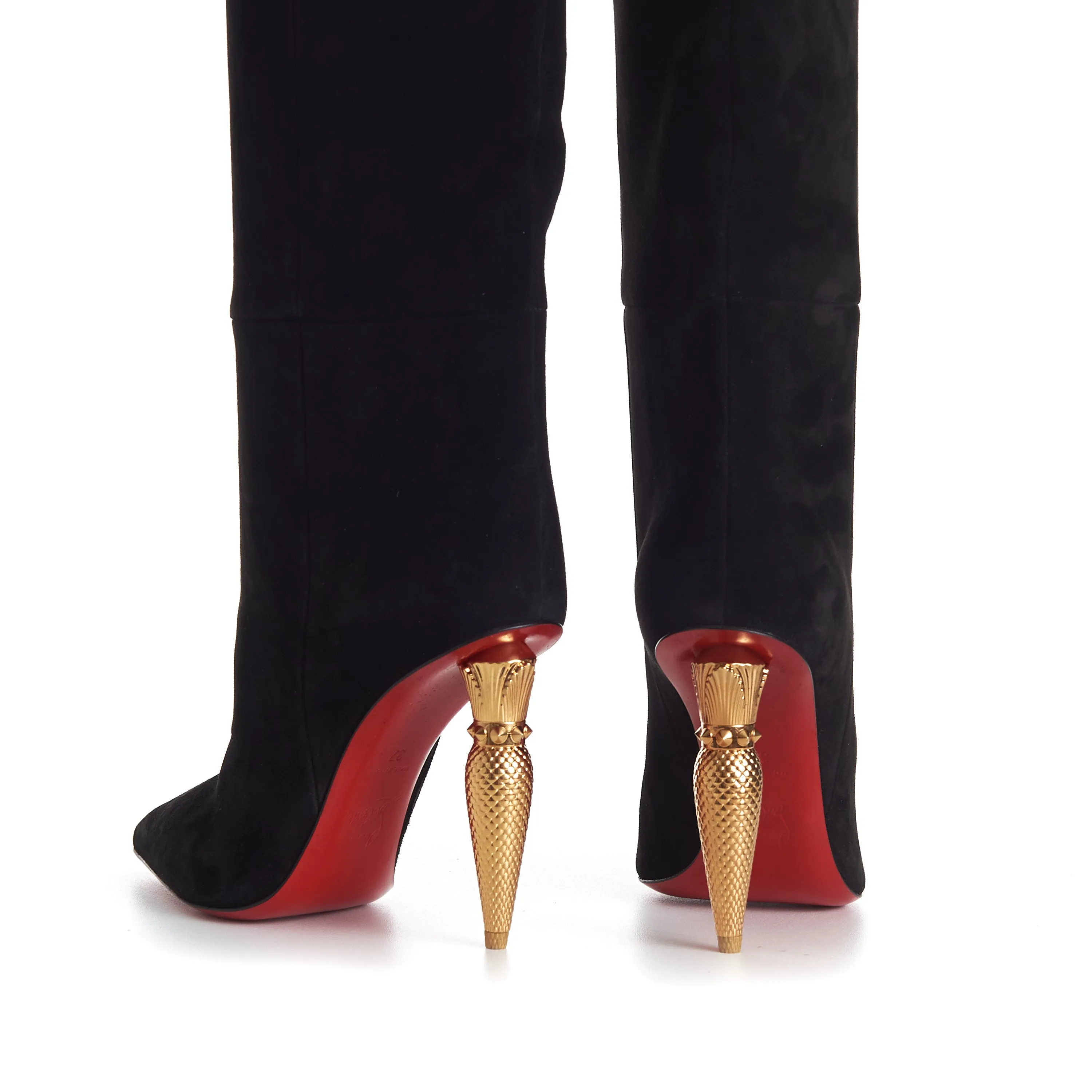 Lipbotta 100mm Over-The-Knee Boots - Stretch Suede - Black
