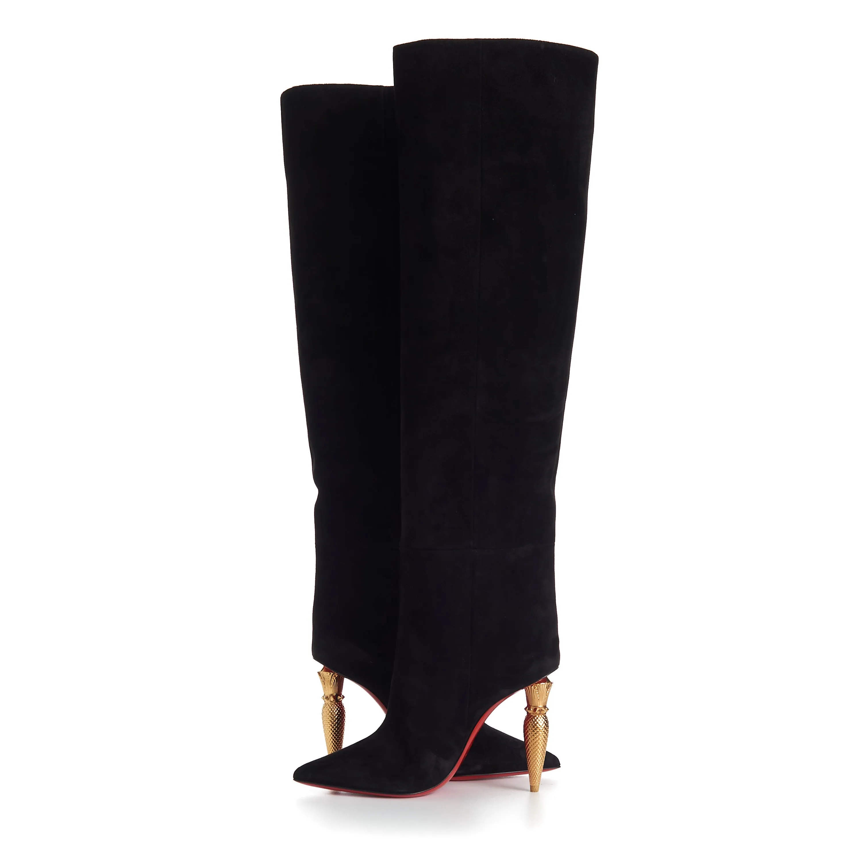 Lipbotta 100mm Over-The-Knee Boots - Stretch Suede - Black