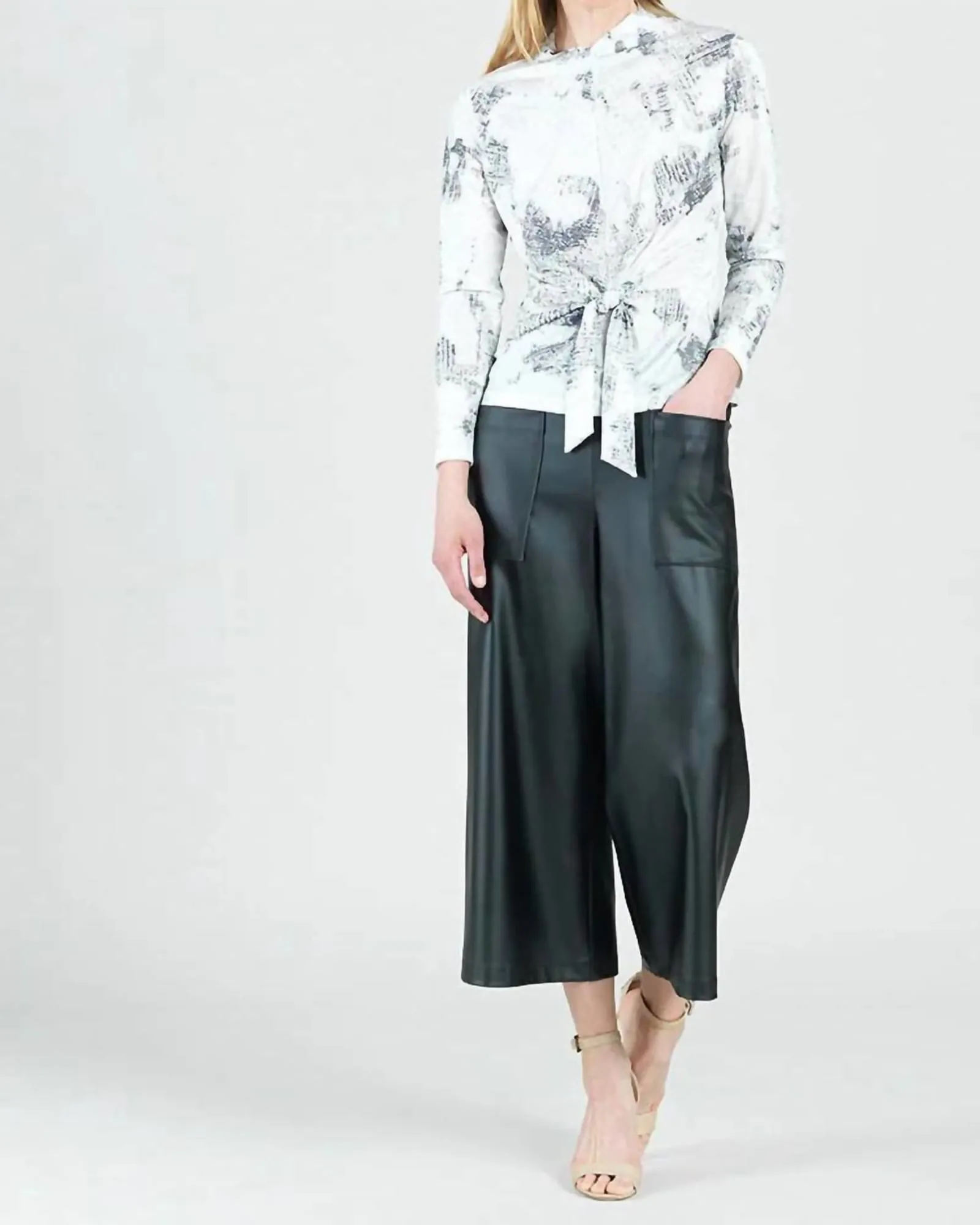 Liquid Leather Front Pocket Gaucho Pants In Black | Black