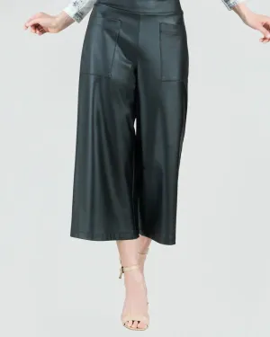 Liquid Leather Front Pocket Gaucho Pants In Black | Black