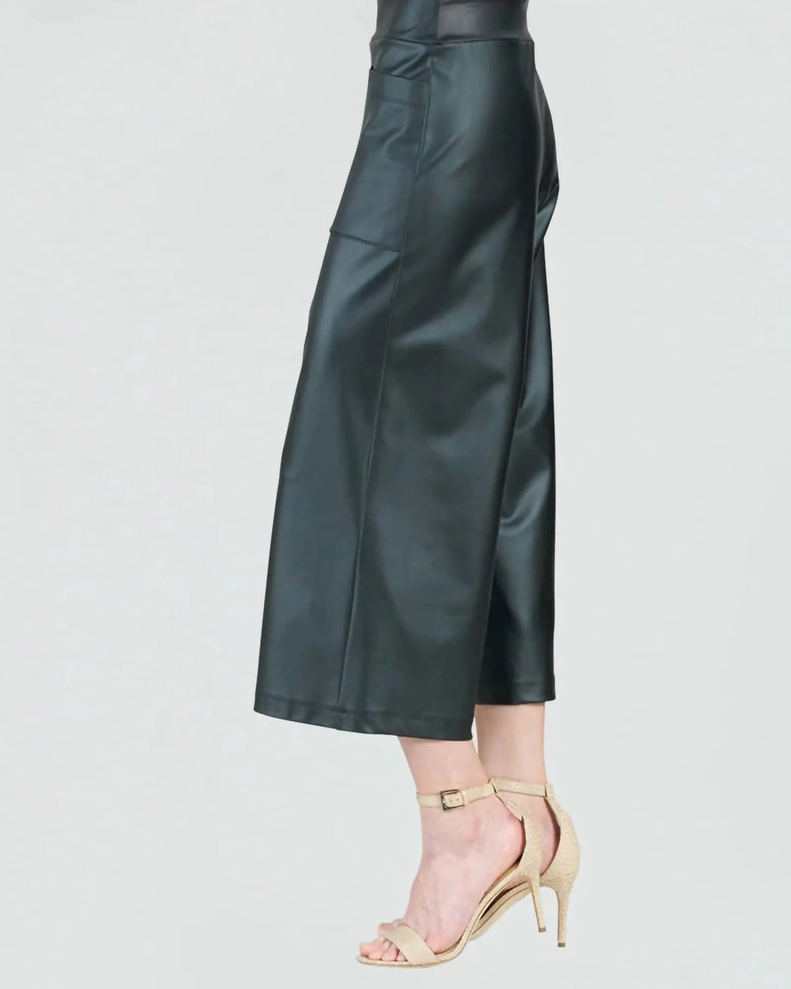 Liquid Leather Front Pocket Gaucho Pants In Black | Black