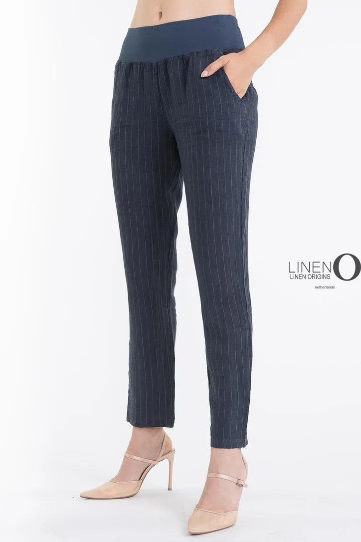 LO Pinstripe Pant French Linen