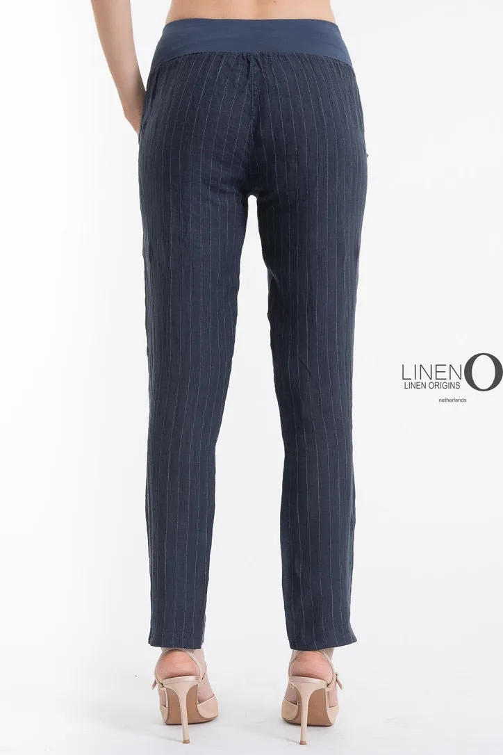 LO Pinstripe Pant French Linen