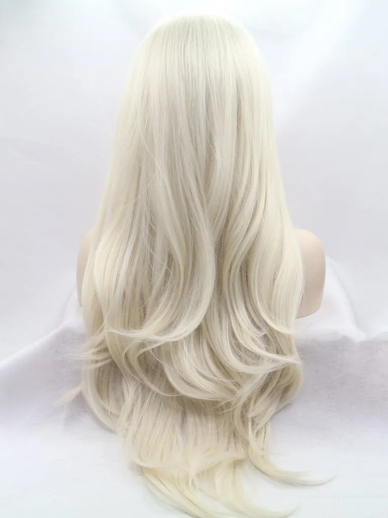Long Blonde Wavy Synthetic Wigs with bangs