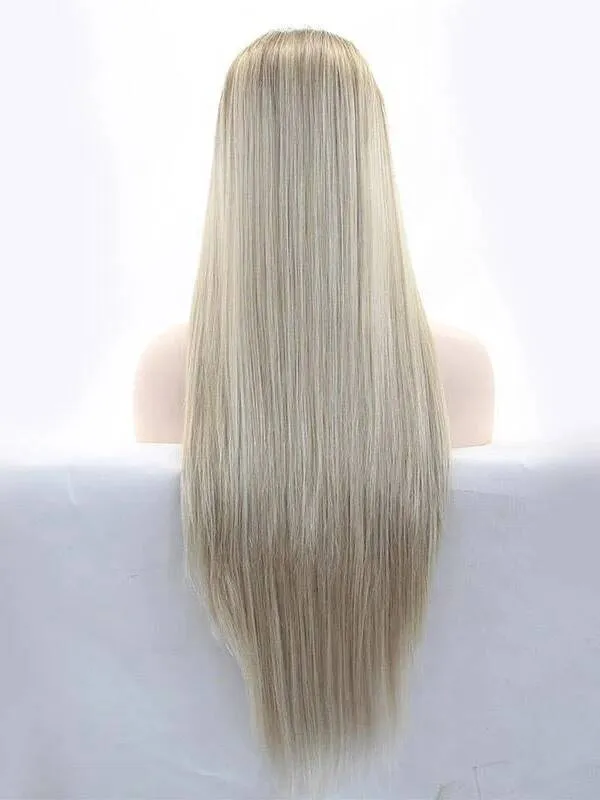 Long Ombre Blonde Synthetic lace front Wigs Straight Ombre Wigs