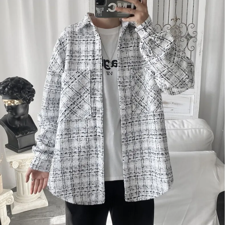 Long Sleeve Loose Casual Plaid Men Shirt