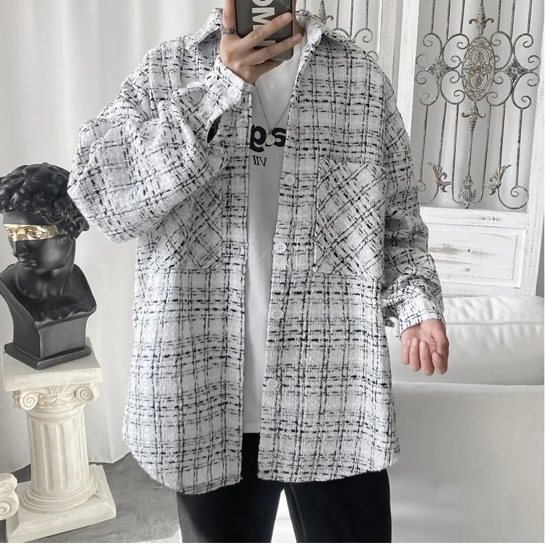 Long Sleeve Loose Casual Plaid Men Shirt