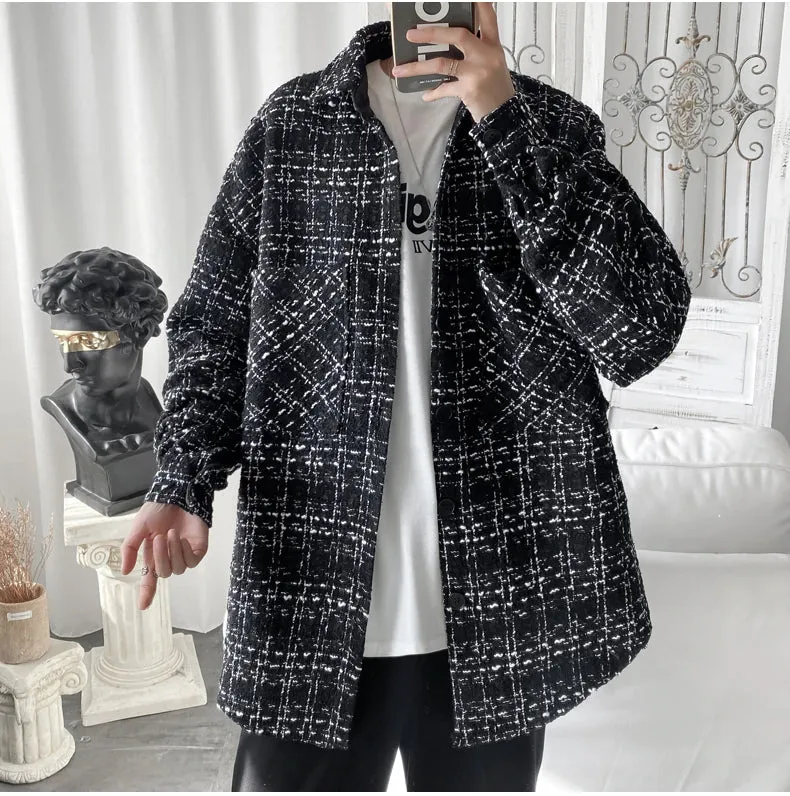 Long Sleeve Loose Casual Plaid Men Shirt