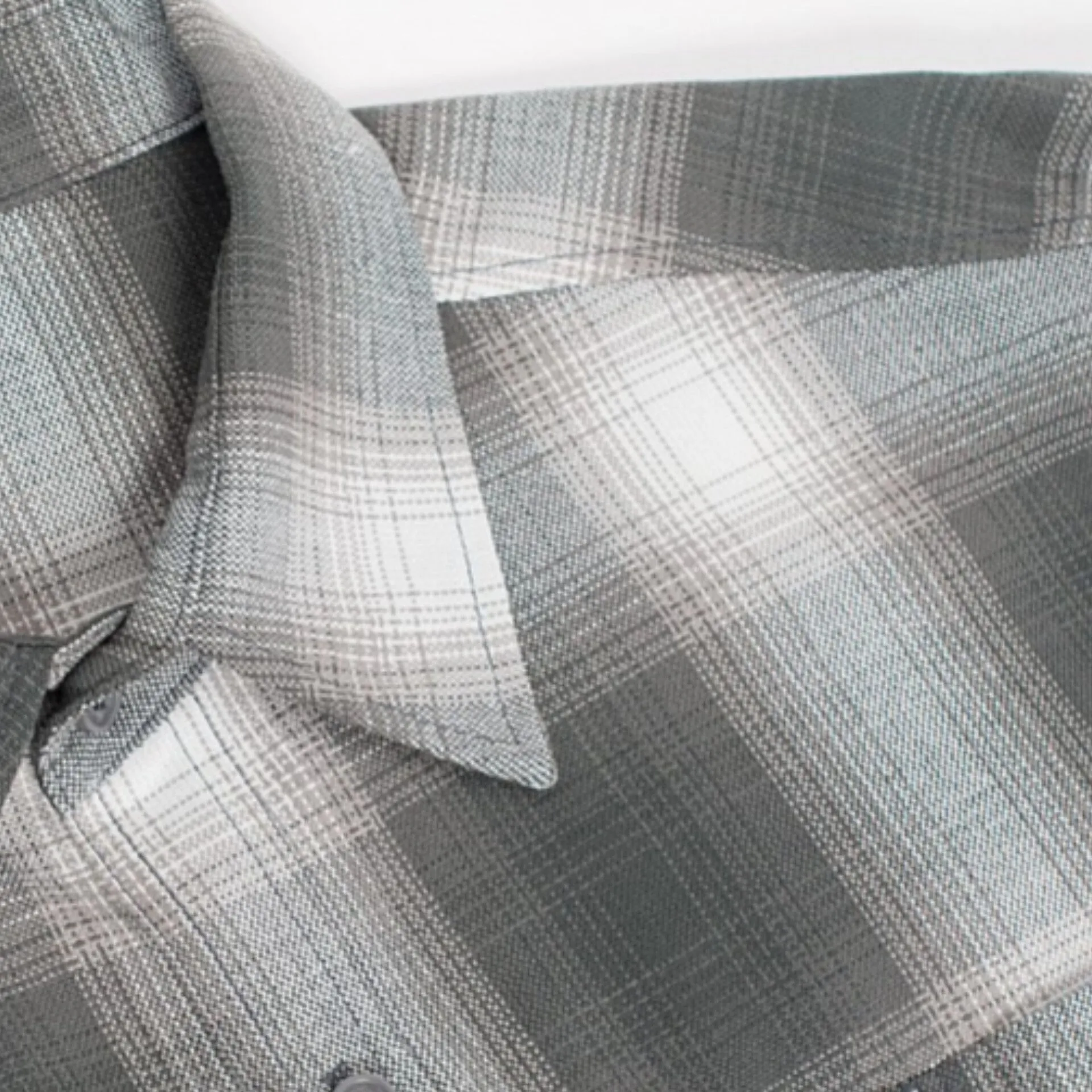 LONG SLEEVE PLAID BUTTON UP SHIRT-PEWTER