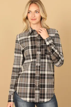 LONG SLEEVE PLAID TOP