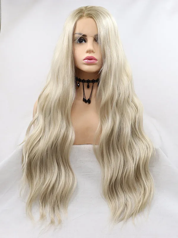 Long Straight Ombre Blonde Synthetic Lace Front Wigs