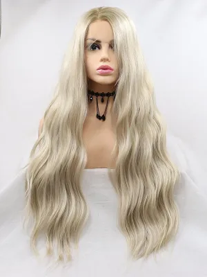 Long Straight Ombre Blonde Synthetic Lace Front Wigs