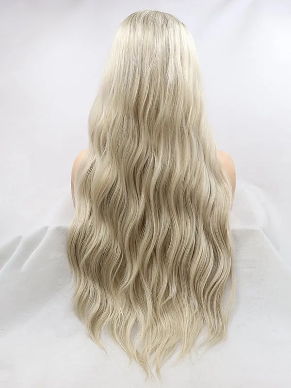 Long Straight Ombre Blonde Synthetic Lace Front Wigs