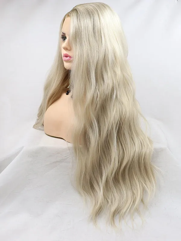 Long Straight Ombre Blonde Synthetic Lace Front Wigs