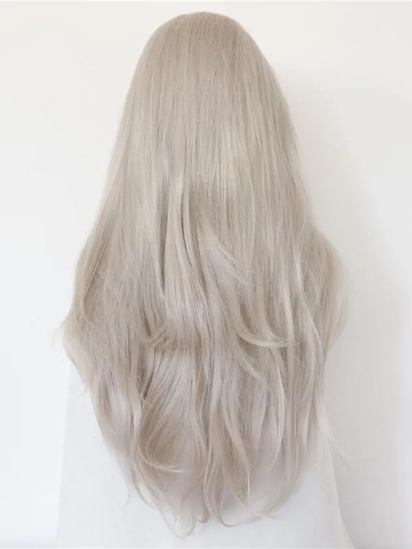 Long Wavy Grey Synthetic Lace Front Wigs