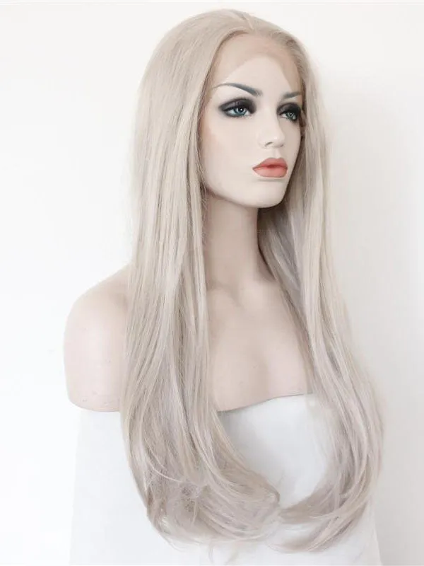 Long Wavy Grey Synthetic Lace Front Wigs