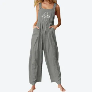 Loose Fit Wide Leg Overall Jumpsuits