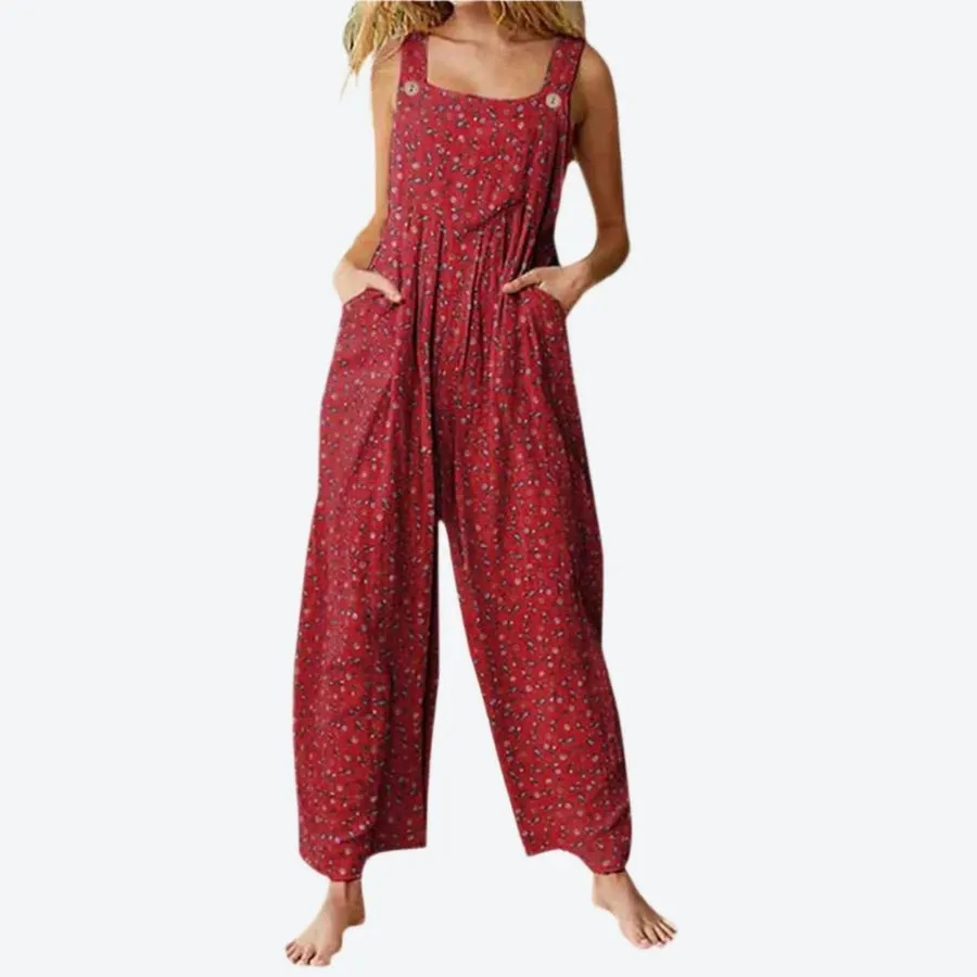 Loose Fit Wide Leg Overall Jumpsuits