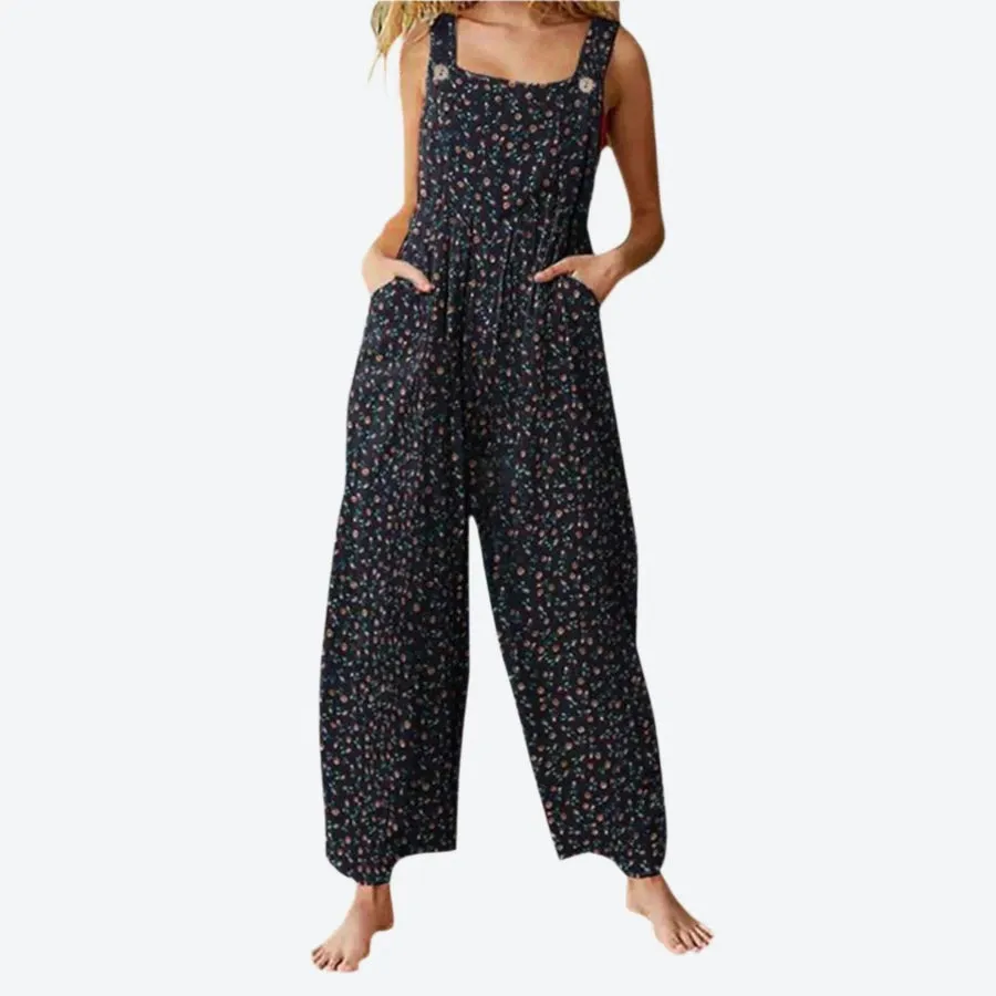Loose Fit Wide Leg Overall Jumpsuits