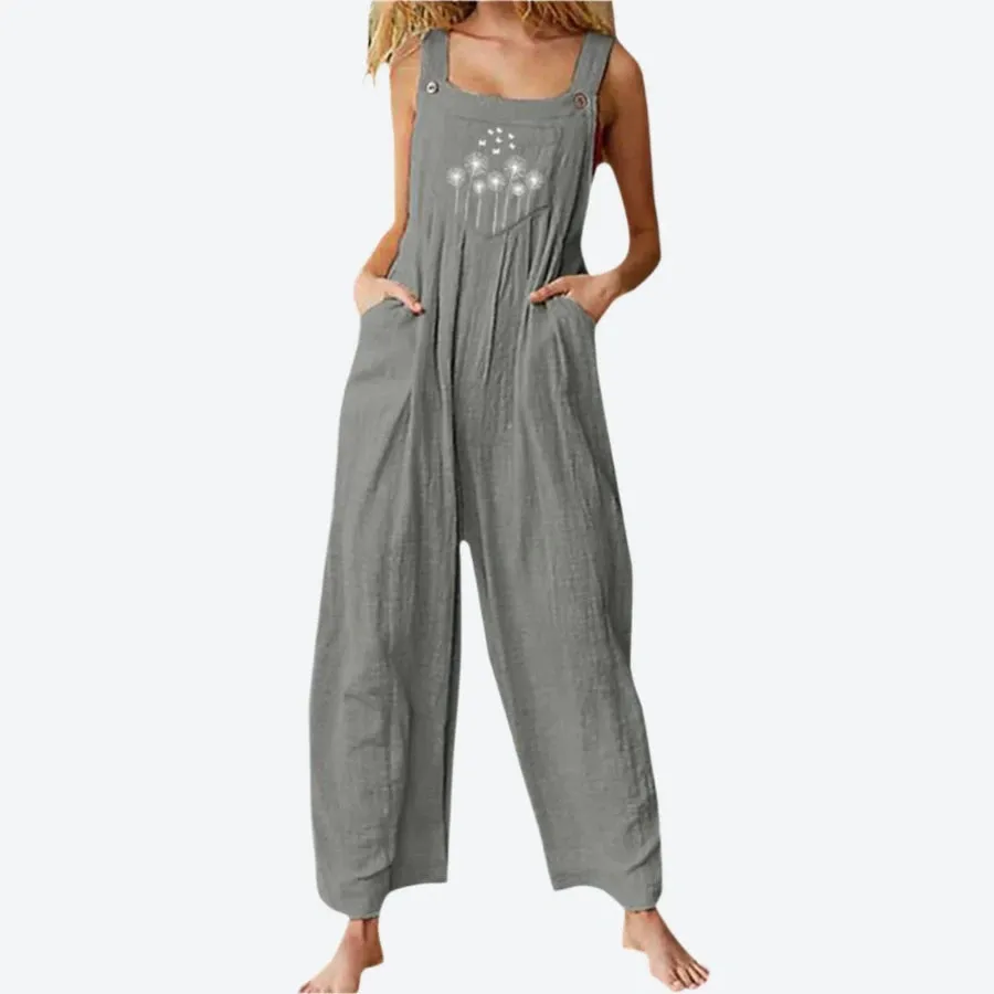 Loose Fit Wide Leg Overall Jumpsuits