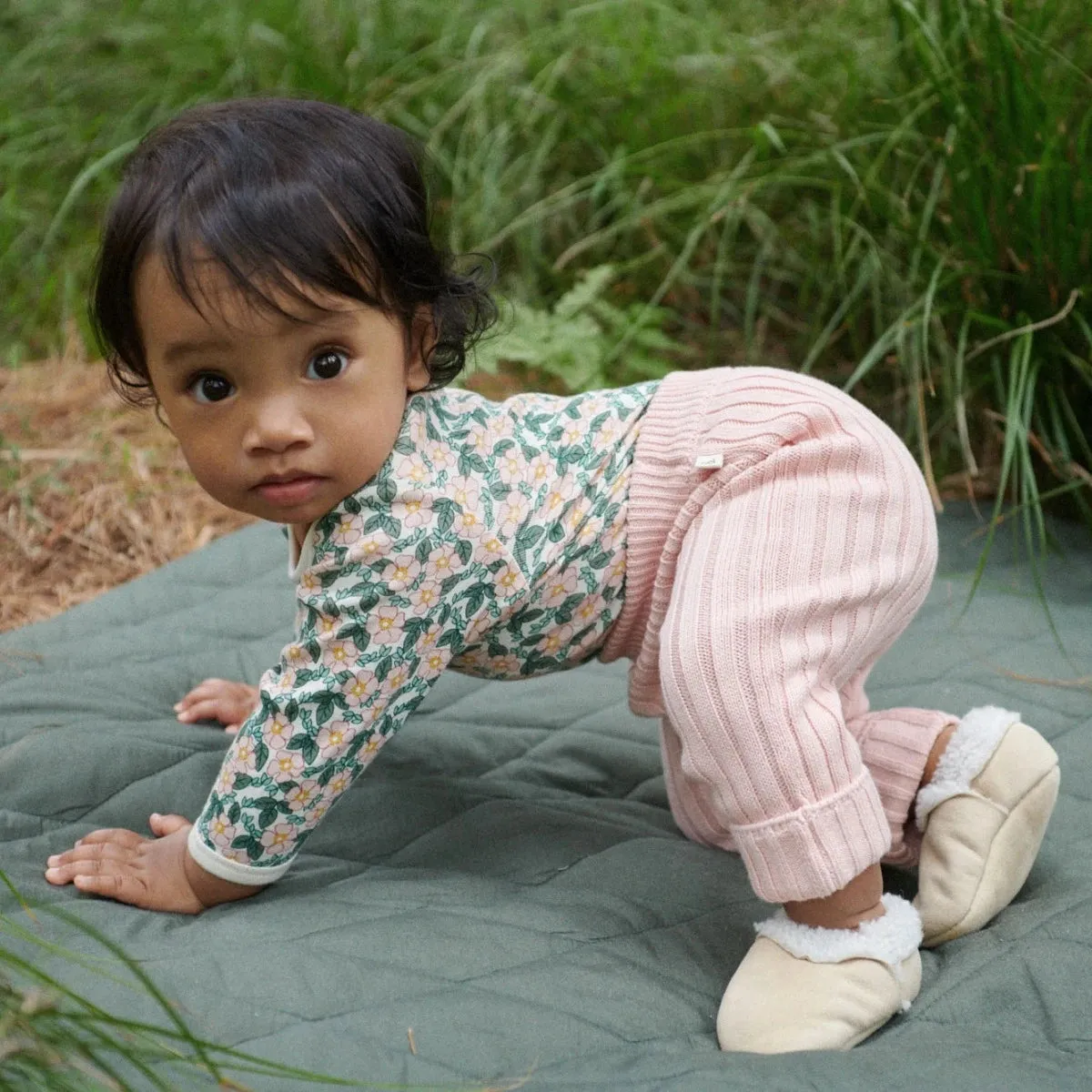 Lou Pants Cotton Knit - Rose Bud