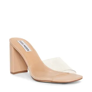 Lucite Block Leather Heel  Slide Sandal