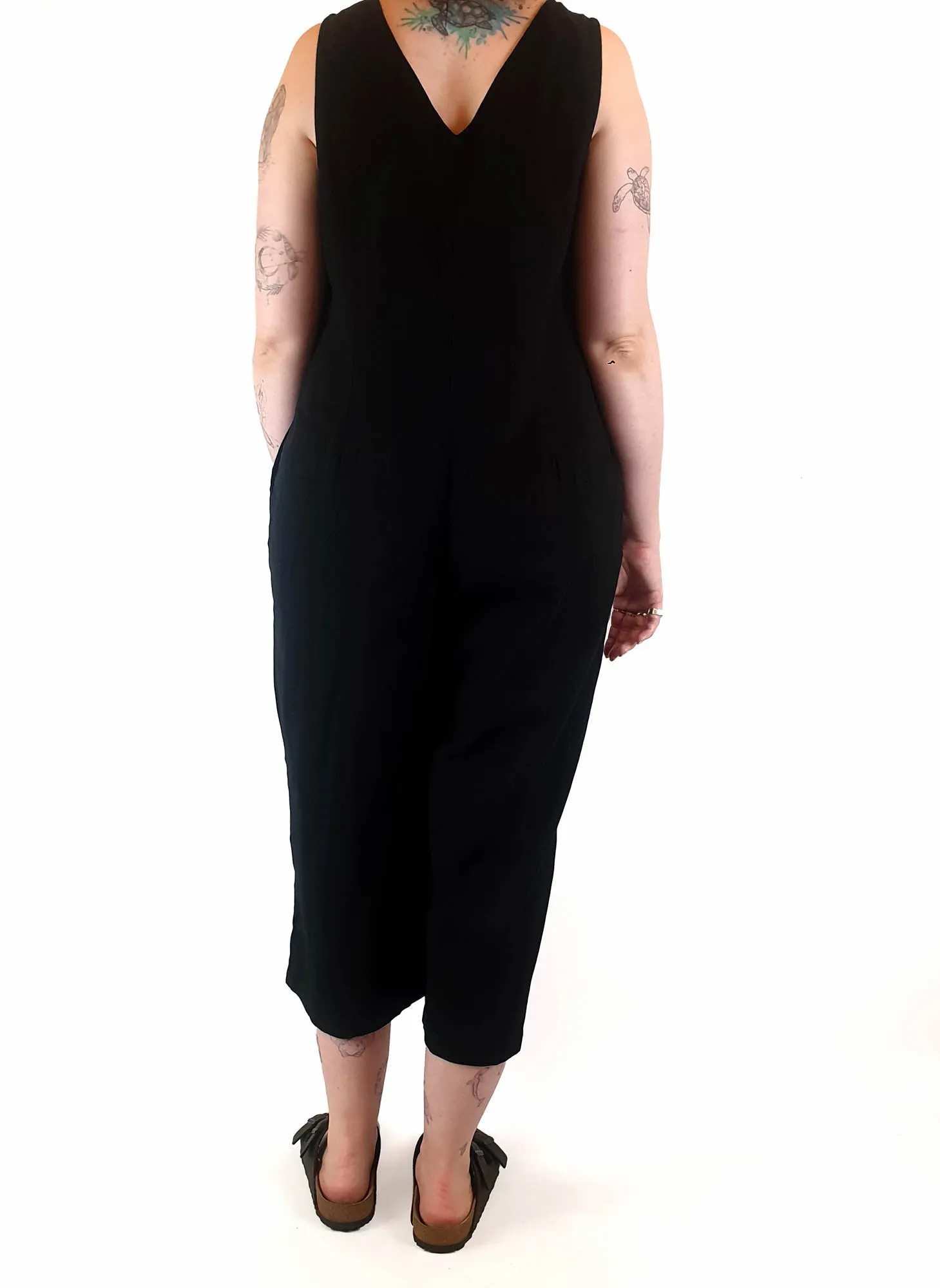 Lucy & Yak black cotton wide leg jumpsuit size 12