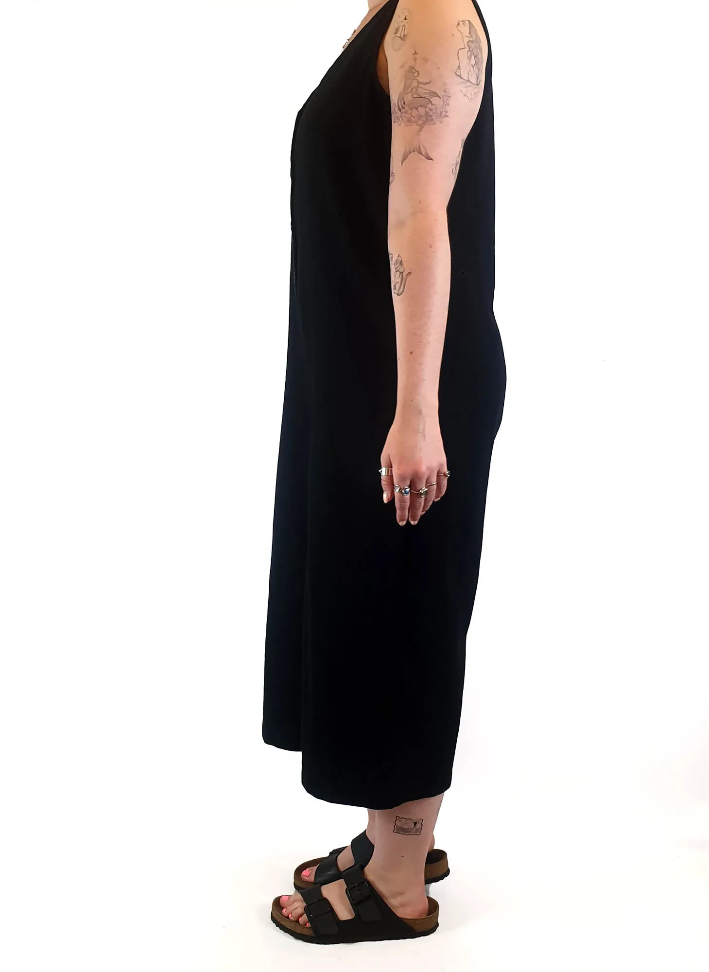 Lucy & Yak black cotton wide leg jumpsuit size 12