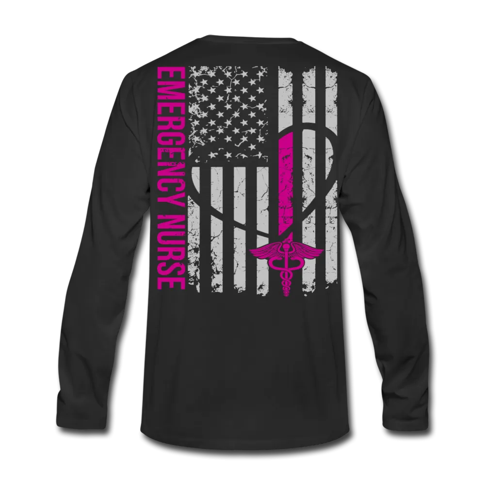 Lucy RN Emergency Nurse Flag Men's Premium Long Sleeve T-Shirt