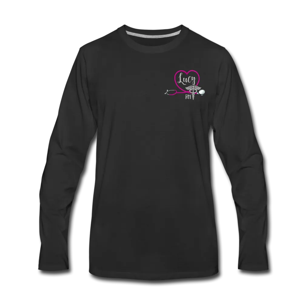 Lucy RN Emergency Nurse Flag Men's Premium Long Sleeve T-Shirt