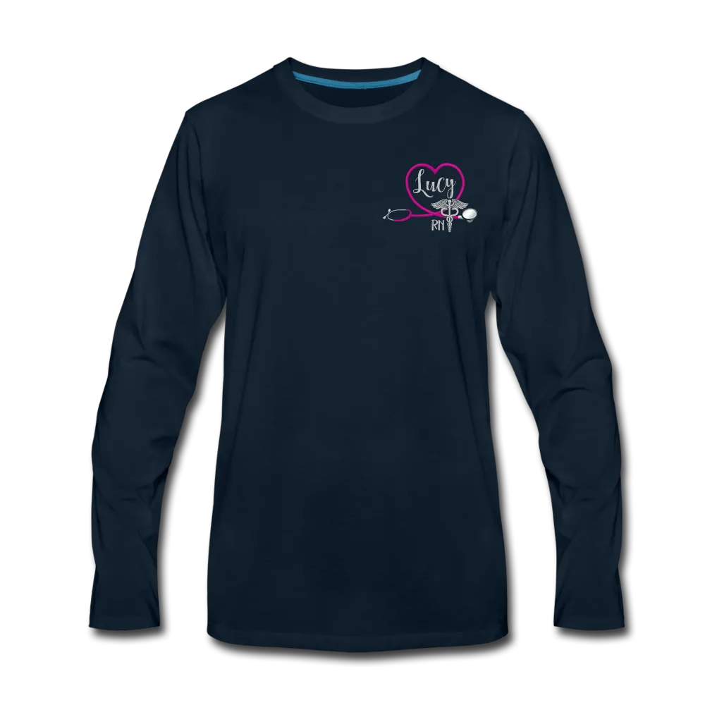 Lucy RN Emergency Nurse Flag Men's Premium Long Sleeve T-Shirt
