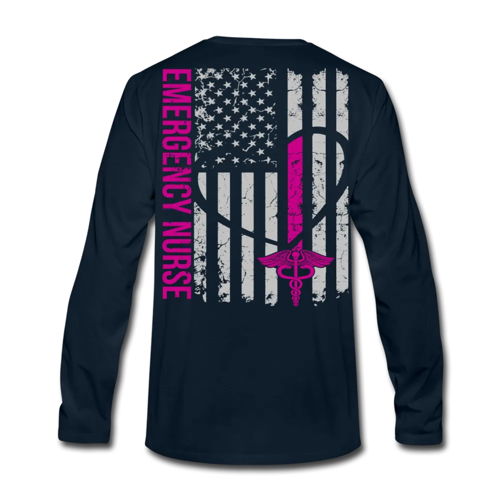 Lucy RN Emergency Nurse Flag Men's Premium Long Sleeve T-Shirt
