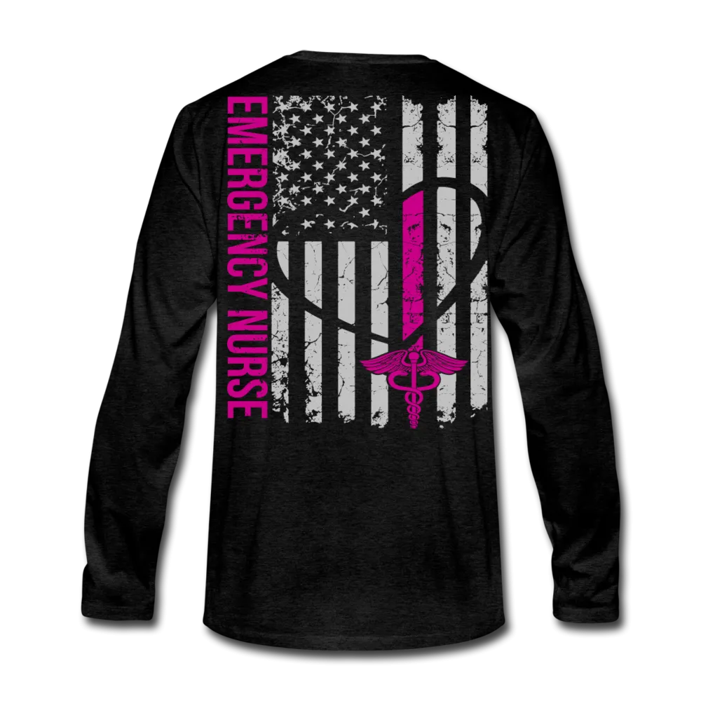 Lucy RN Emergency Nurse Flag Men's Premium Long Sleeve T-Shirt