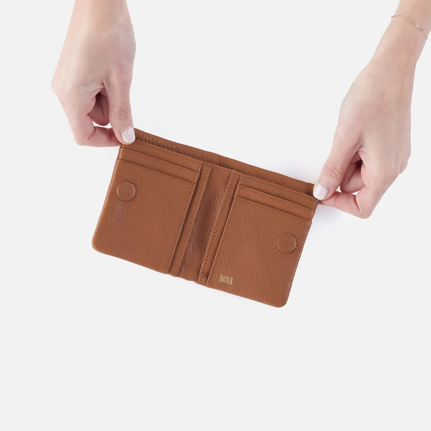 Lumen Mini Wallet In Pebbled Leather - Warm Honey
