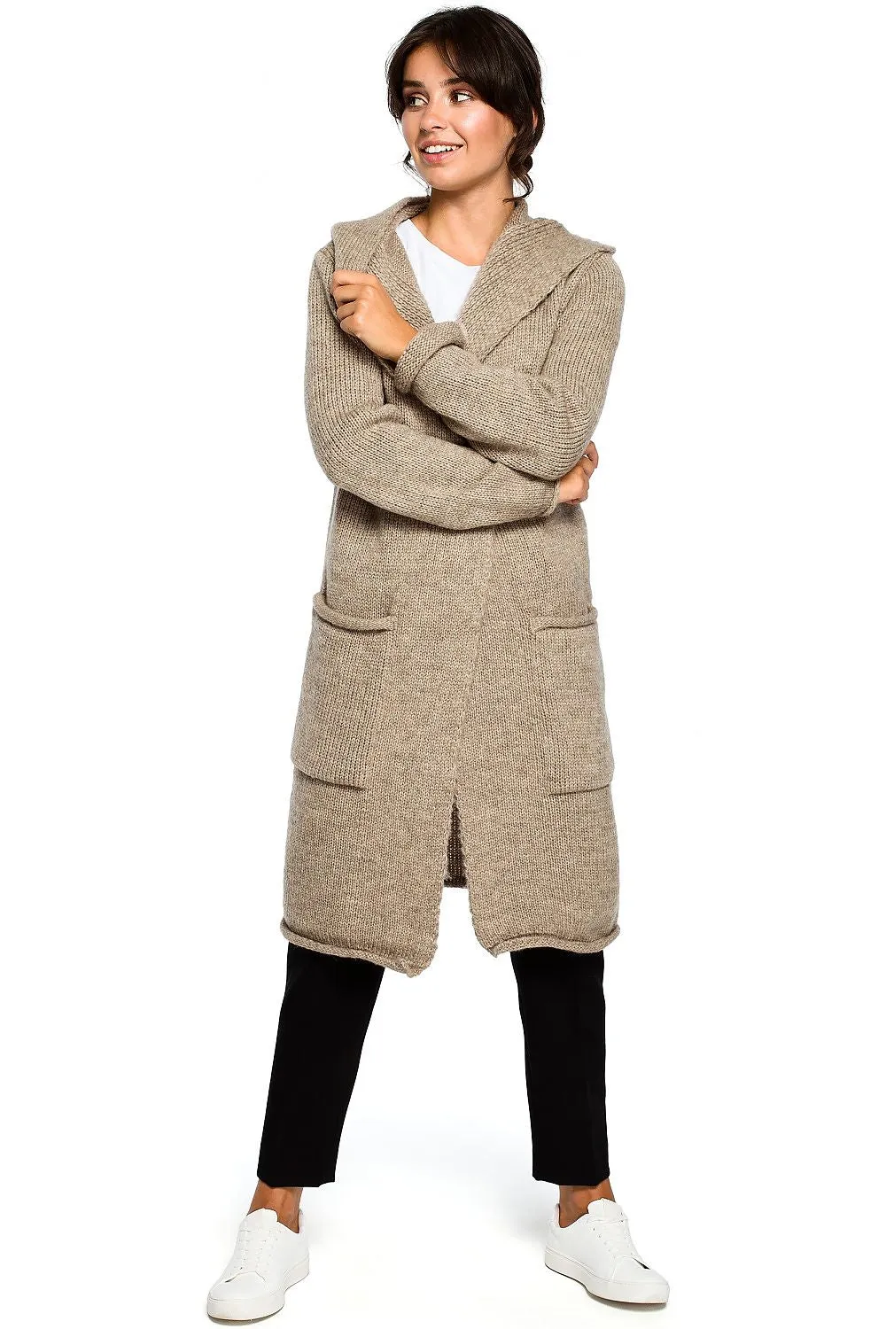 Luxurious Hooded Long Cardigan