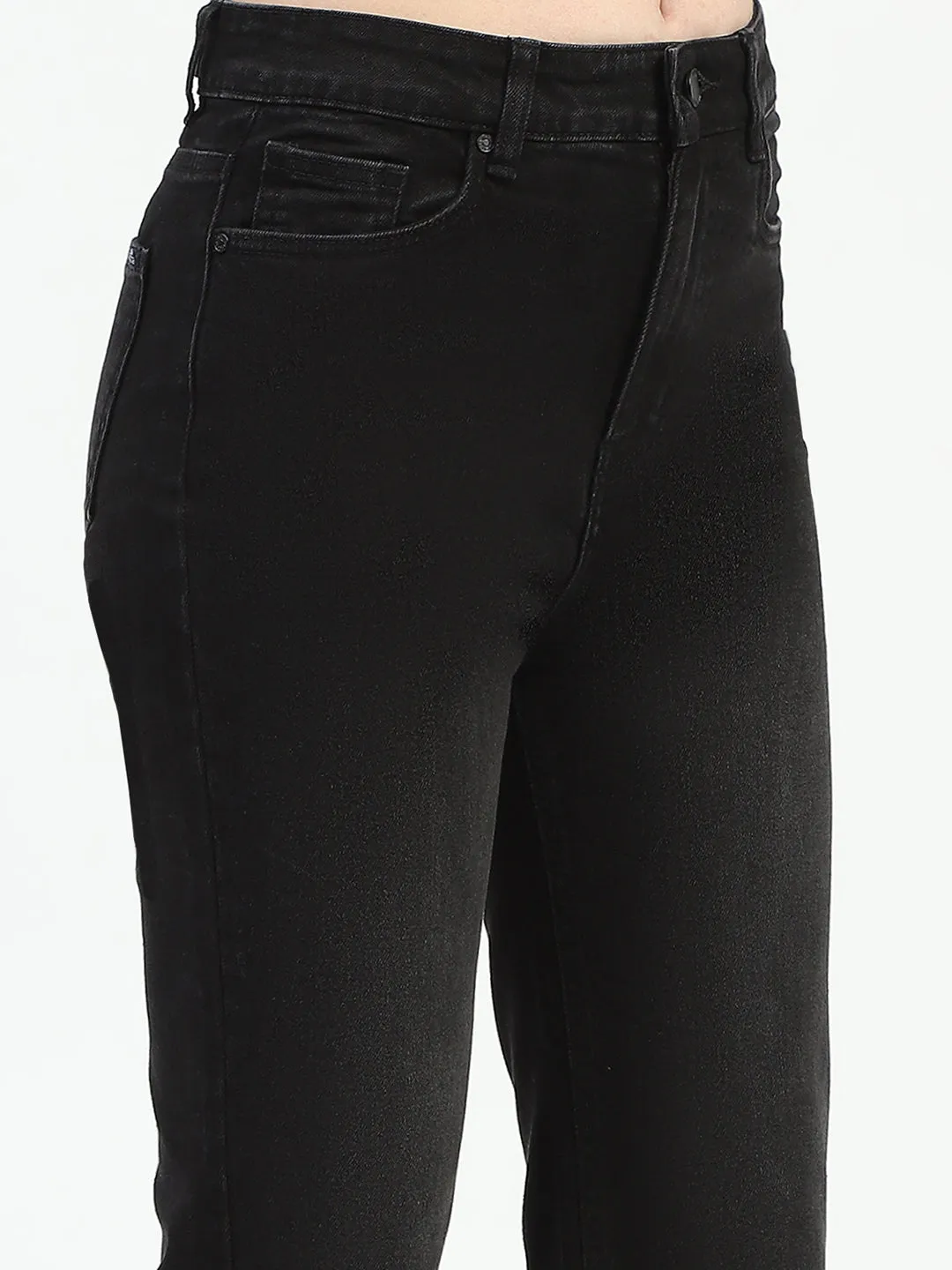 Madame Mid-Rise Black Straight-Fit Jeans
