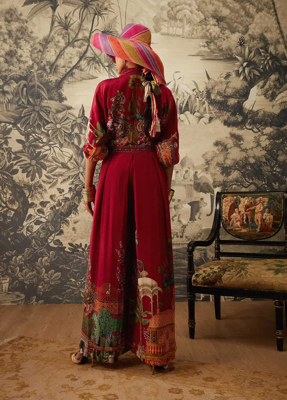 Magenta printed jumpsuit