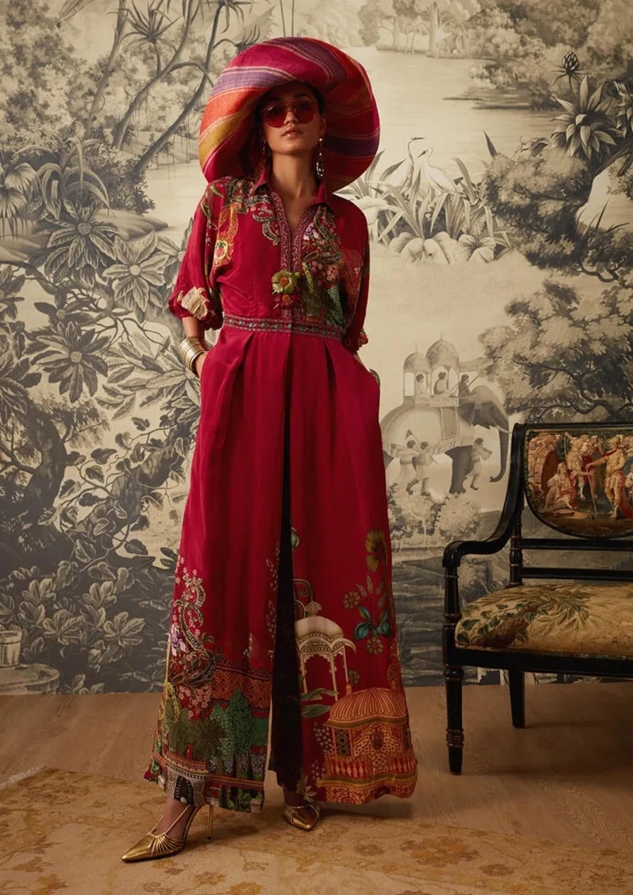 Magenta printed jumpsuit