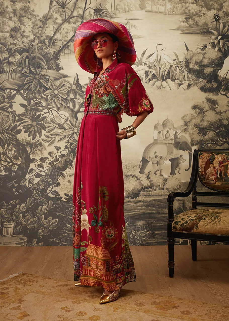 Magenta printed jumpsuit