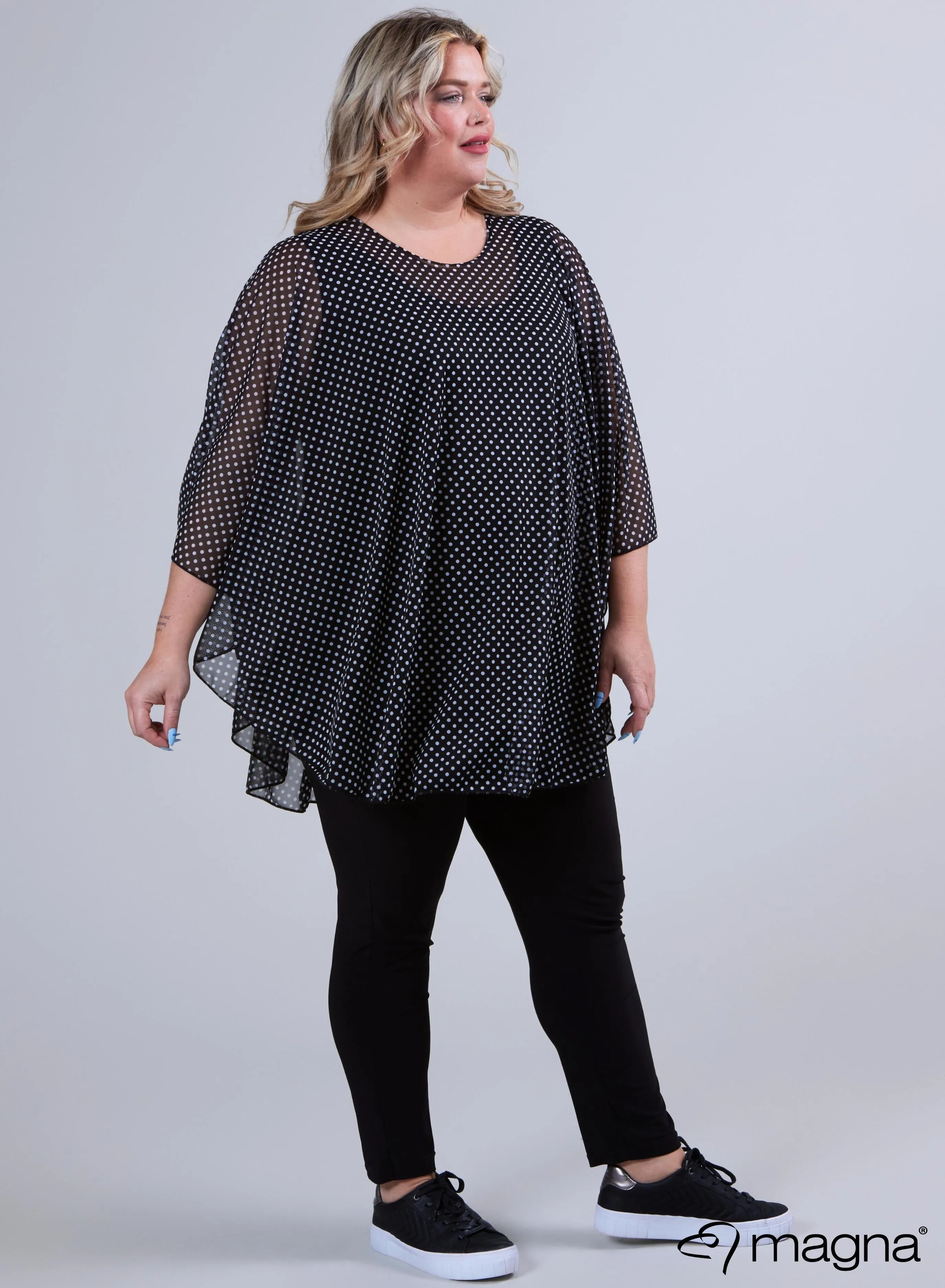 Magna Printed Chiffon Poncho Classic Polka Dots