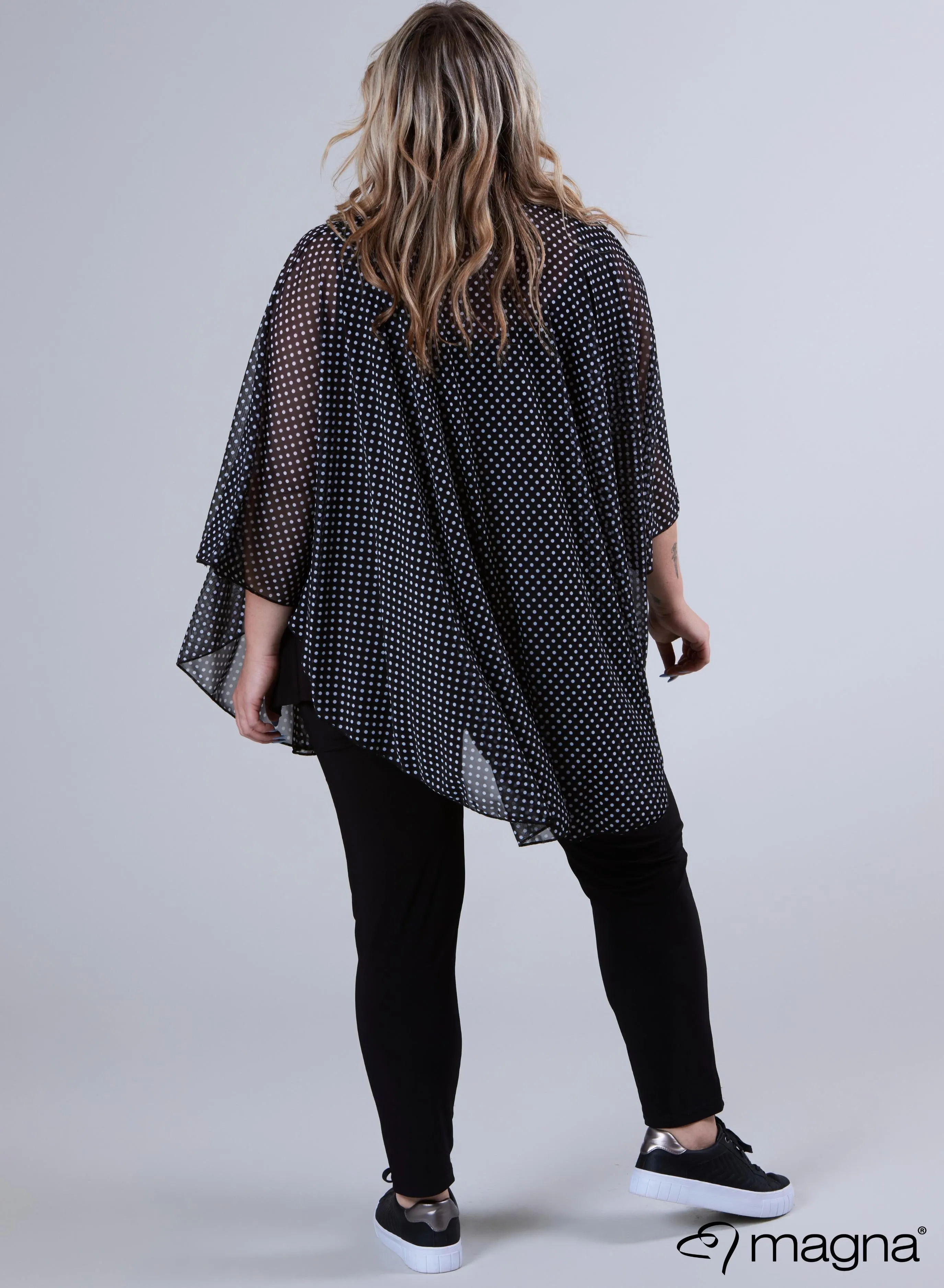 Magna Printed Chiffon Poncho Classic Polka Dots