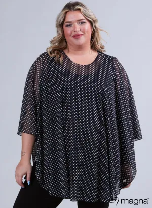 Magna Printed Chiffon Poncho Classic Polka Dots