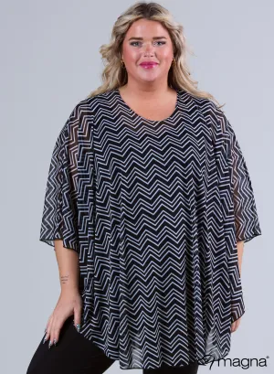 Magna Printed Chiffon Poncho Small Chevron