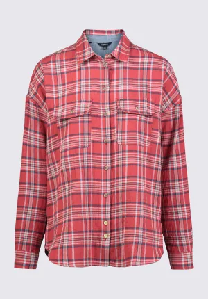 Malena Women’s Long Sleeve Plaid Shirt in Dark Pink - WT0081P