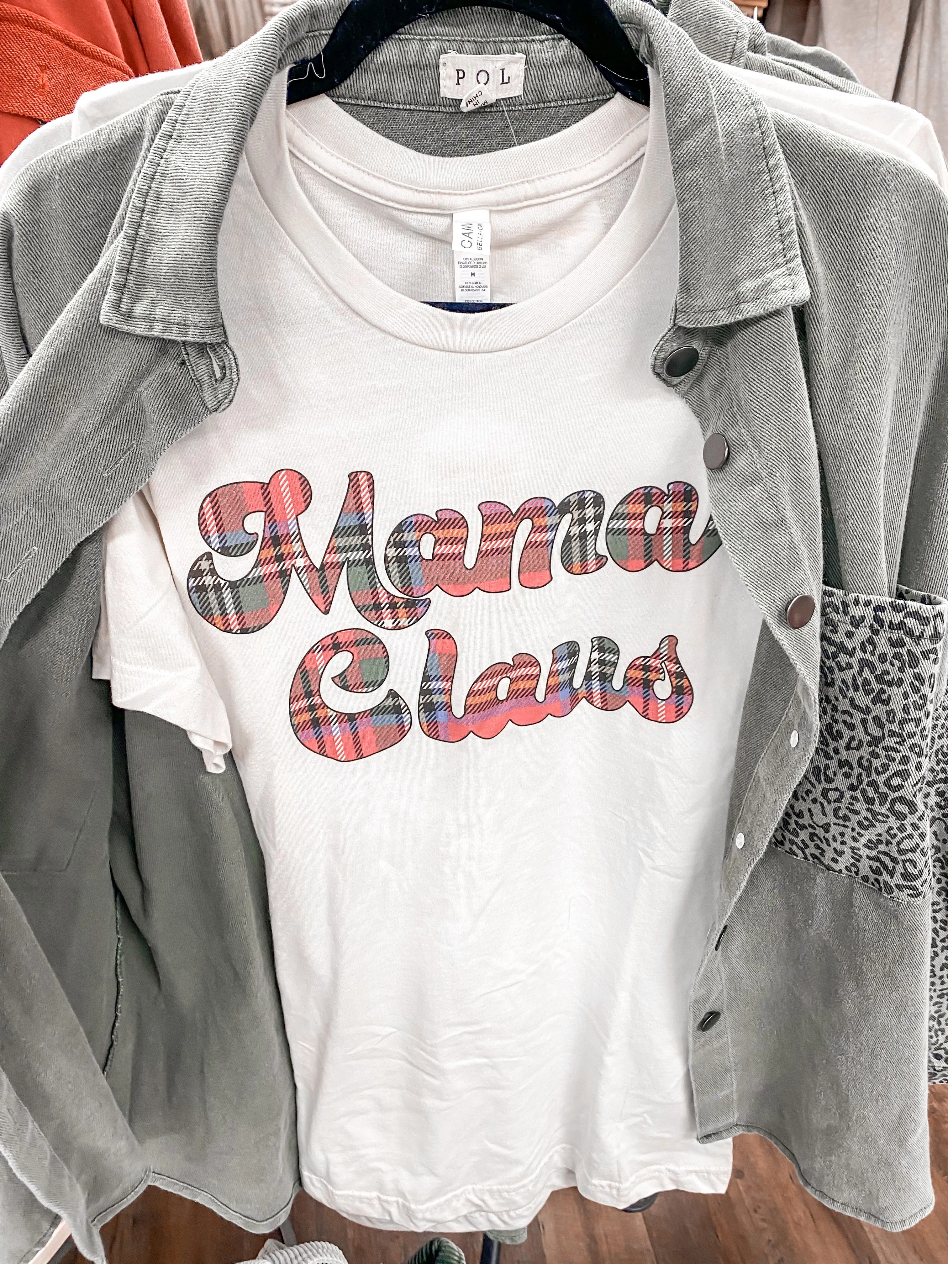 Mama Claus Plaid Graphic Tee